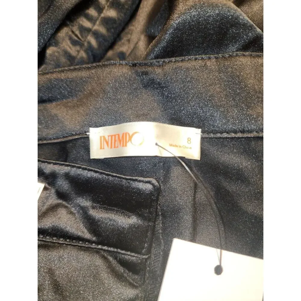 Intempo Cargo Pants Womens Size 8 Ruched Satin Ruched Black Drawstring Leg Sexy - Picture 10 of 10